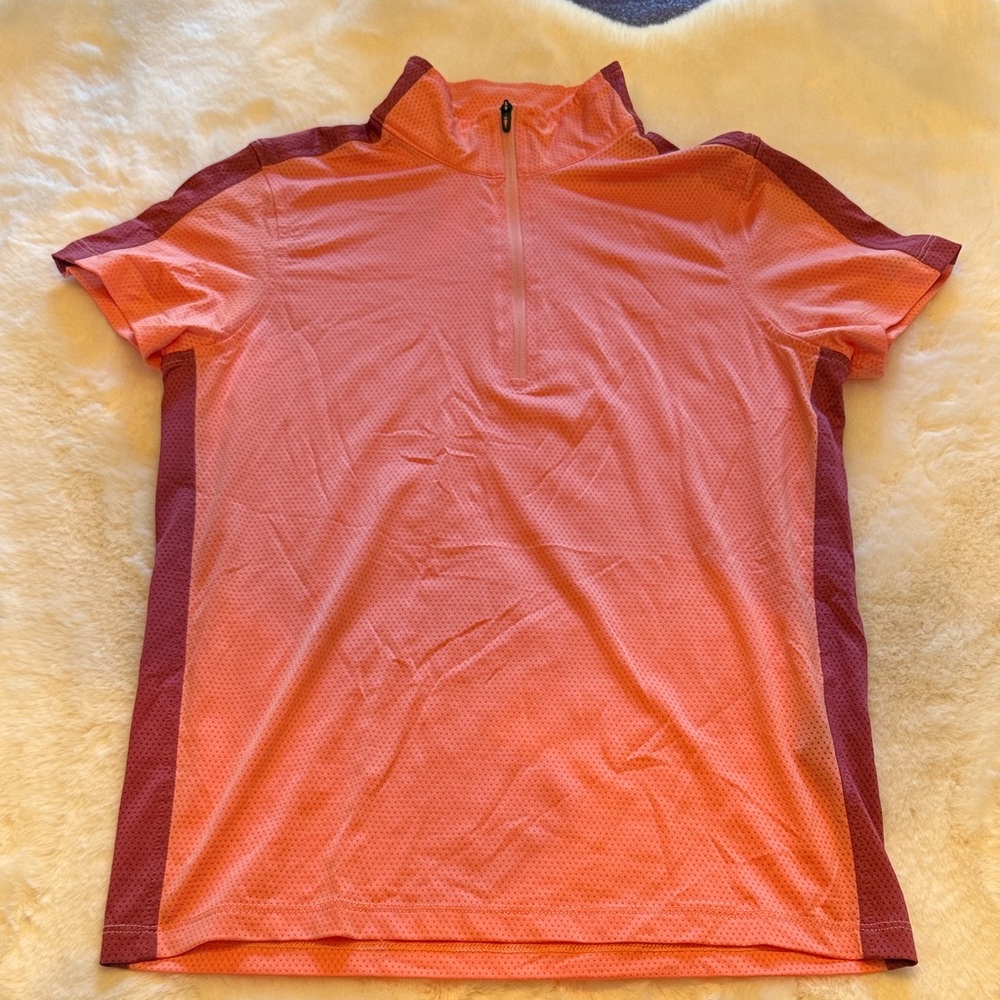 Kerrits Girls Size Large Orange and Red Short Sleeve Athletic Riding Top